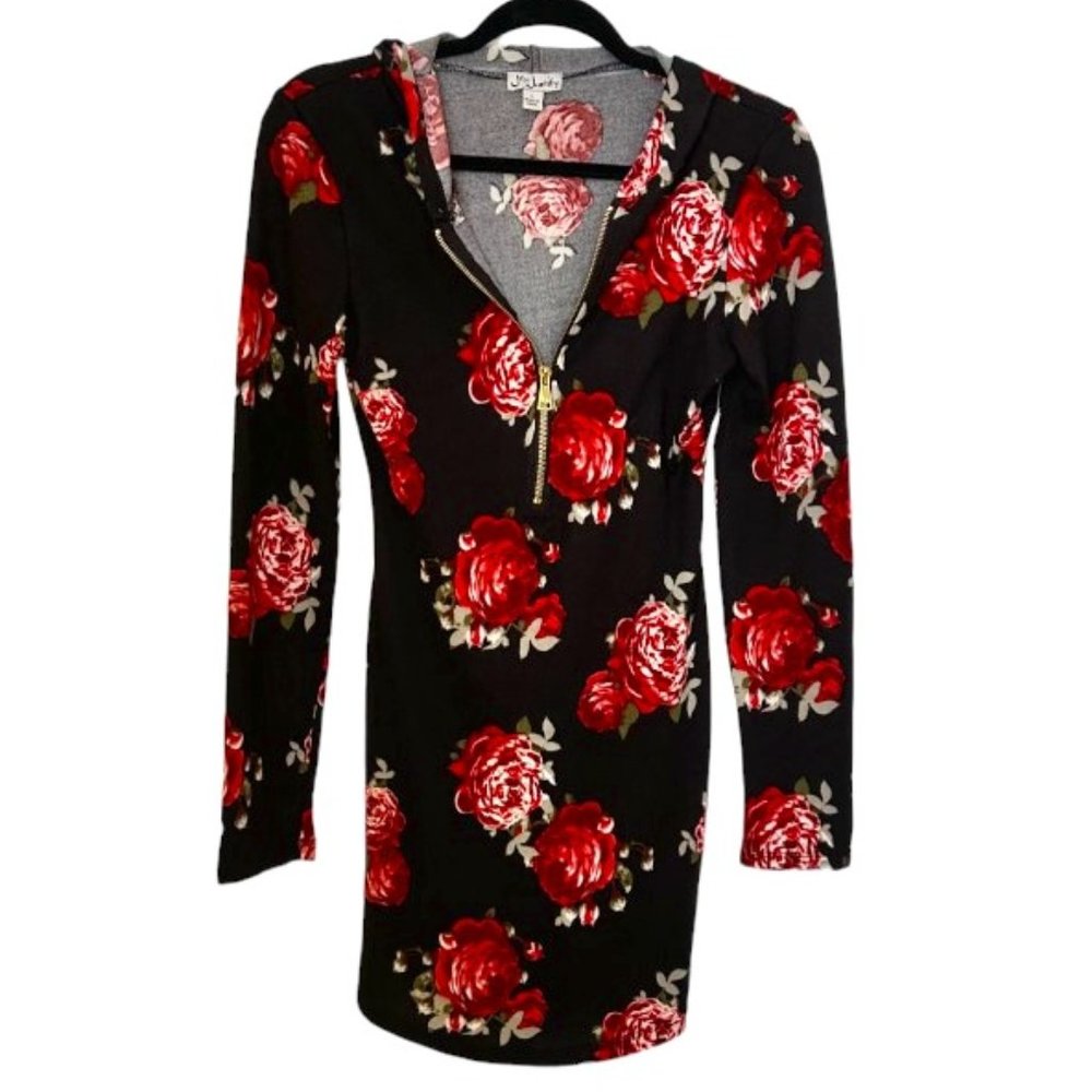 J for Justify Roses Hoodie Mini Dress